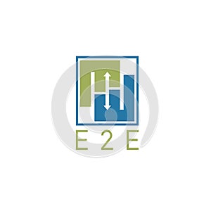 E2e negative space vector concept , engineer-to-engineer