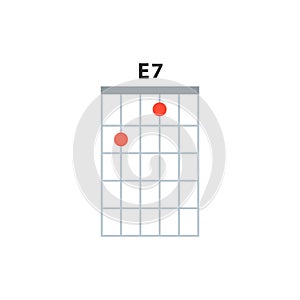 E7 guitar chord icon. Basic guitar chords vector isolated on white