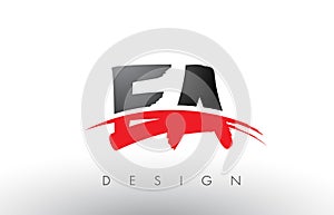 EA E A Brush Logo Letters with Red and Black Swoosh Brush Front