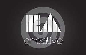 EA E A Letter Logo Design With White and Black Lines.