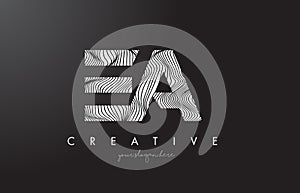 EA E A Letter Logo with Zebra Lines Texture Design Vector.