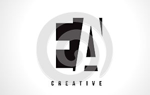 EA E A White Letter Logo Design with Black Square.