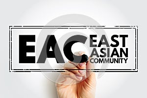 EAC East Asian Community - trade bloc for the East and Southeast Asian countries, acronym text stamp