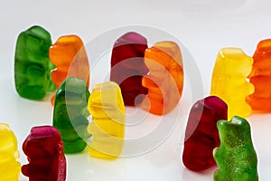 Different color pairs of gummy bears