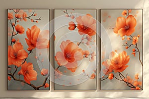 Each flower tells a story in this triptych, a narrative in delicate pastel beauty