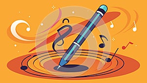 With each rotation the stylus produces a rich and warm sound filling the room with music. Vector illustration. photo