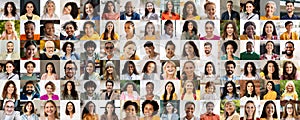 Mosaic of smiling faces from different cultures photo