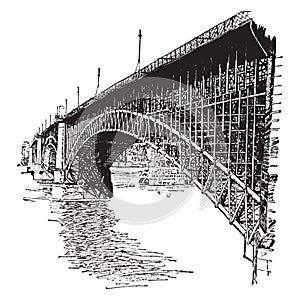 Eads Bridge, vintage illustration