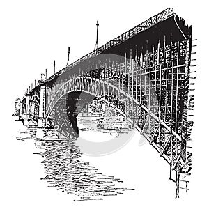 Eads Bridge, vintage illustration photo