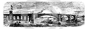 Eads Bridge, vintage illustration photo