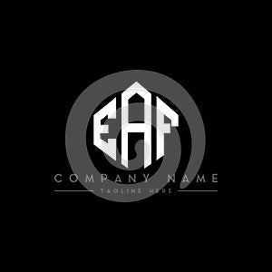 EAF letter logo design with polygon shape. EAF polygon and cube shape logo design. EAF hexagon vector logo template white and