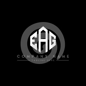 EAG letter logo design with polygon shape. EAG polygon and cube shape logo design. EAG hexagon vector logo template white and