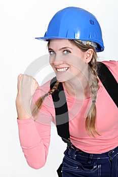 Eager female builder