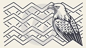 Eagle on Abstract Chevron Pattern, Dynamic Wildlife Art, vector design Generative AI
