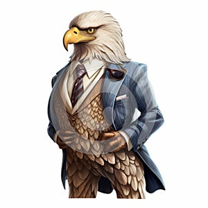 Anthropomorphic Eagle In Business Suit: Hyperrealistic 2d Game Art photo