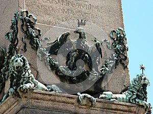 Eagle on ancient Egyptian obelisk Vatican City, Rome, Italy