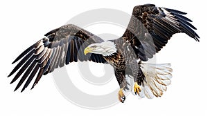 eagle, attack, bald, isolated, drawing, flight, head, wildlife, landing, wings, background, illustration, white, animal, black,