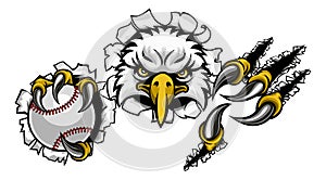 Eagle Baseball Cartoon Mascot Tearing Background