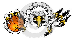 Eagle Basketball Cartoon Mascot Tearing Background