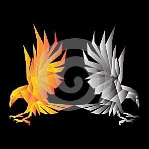 Eagle bird vector illustration with geometric polygon style