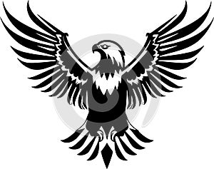 Eagle - black and white isolated icon - vector illustration