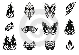Eagle and butterfly icons in the fire form