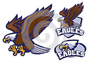 Eagle character set in sport mascot style