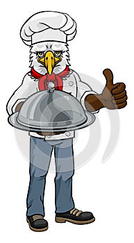Eagle Chef Mascot Thumbs Up Cartoon Character