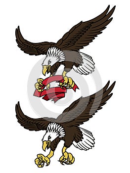 Eagle Claw Ribbon mascot vector design illustration