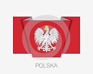 Eagle with a Crown. The National Emblem of Poland. Flat Icon Wav