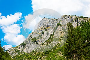 Eagle Eye panoramic viewpoint up on the cliff in Rhodope mountains