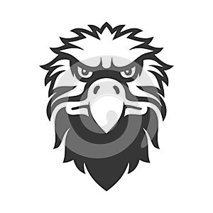 Eagle Face Icon. Bird Logo on White Background. Vector