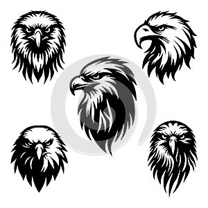 Eagle face silhouette, Eagle head Vector illustration bundle