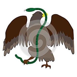 Eagle fighting a snake serpent . Tattoo style vector illustration