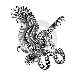 Eagle Fighting Snake Vector Graphic