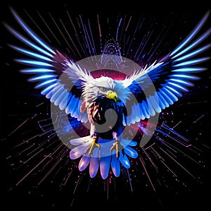 An eagle in flight with white plumage.