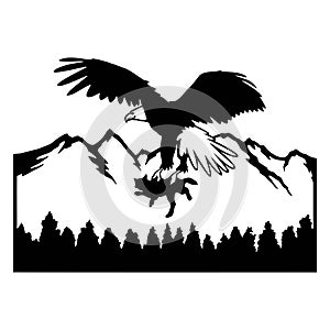 Eagle, flight - Wildlife Stencils - Freedom Eagle Silhouette, Wildlife clipart isolated on white