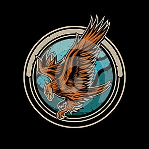 Eagle fly  emblem illustration 