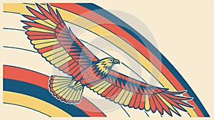 Eagle flying illustration, bird in flight, wildlife art, Vector Design, Generative AI photo
