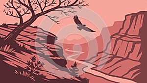 Eagle flying over desert canyons, majestic wildlife, vector design Generative AI photo