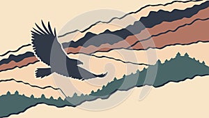 Eagle Flying Over Mountains, Freedom Wilderness Vector Art, vector design Generative AI photo