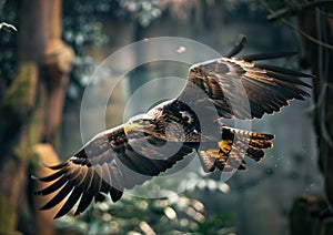 An eagle flying in pursuit of prey generated by AI.