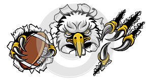 Eagle Football Cartoon Mascot Tearing Background