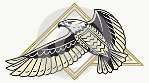 Eagle Geometric Frame Emblem Strength Wildlife Vector, vector design Generative AI