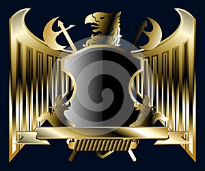 Eagle Golden luxury shield medieval heraldic emblem crest