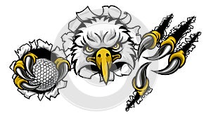 Eagle Golf Cartoon Mascot Ripping Background