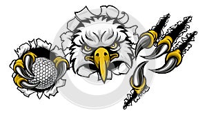 Eagle Golf Cartoon Mascot Ripping Background photo