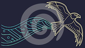 Eagle Head with Circuit Board Pattern, Digital Vision, vector design Generative AI