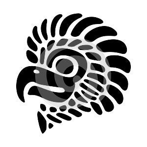 Eagle head, Cuauhtli, 15th day sign, flat clay stamp motif of Aztec calendar