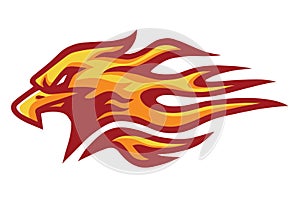 Eagle Head Fire Flame Logo Vector Mascot Design